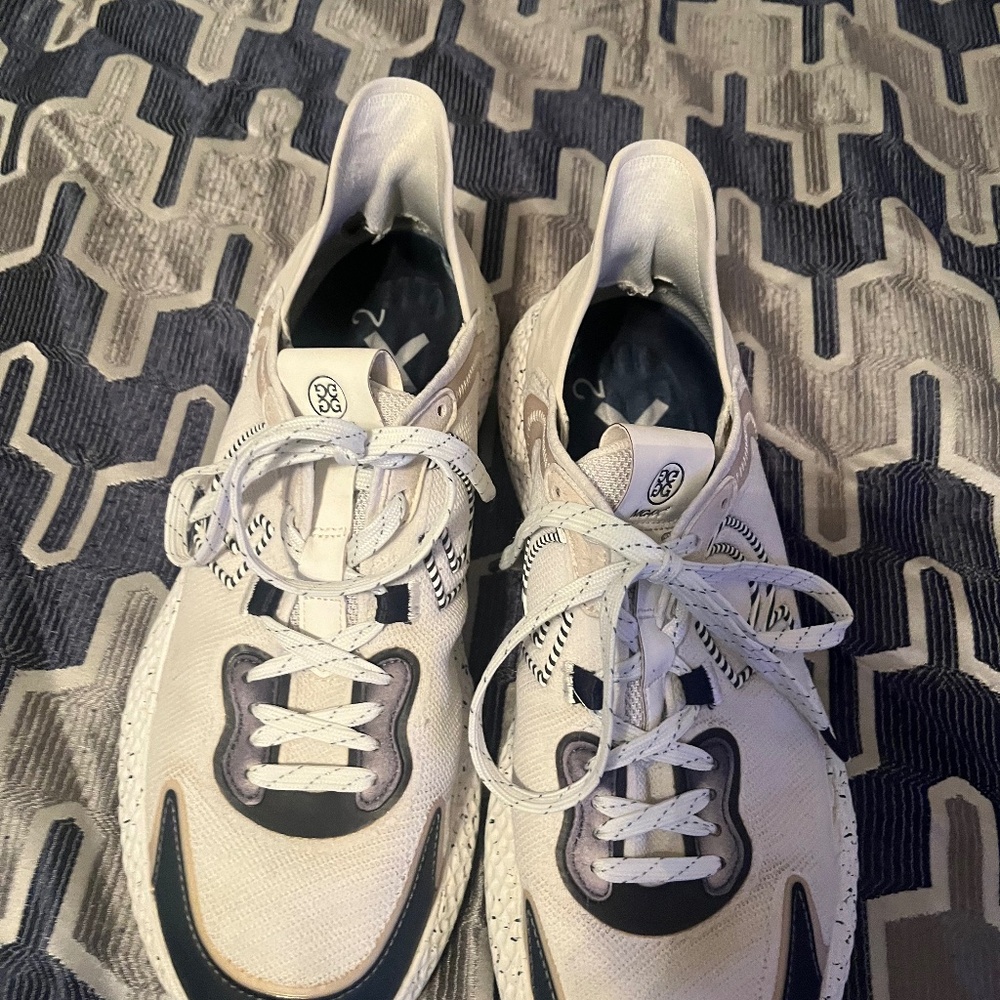 G/FORE White and Navy Men's Golf Sneakers